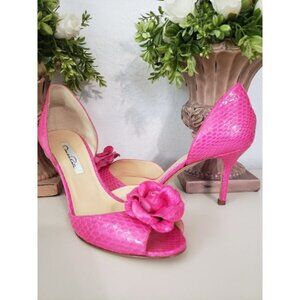 Oscar de la Renta Pink Snake w/ Flower Peddles heel